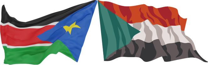 The flags of South Sudan and Sudan side by side